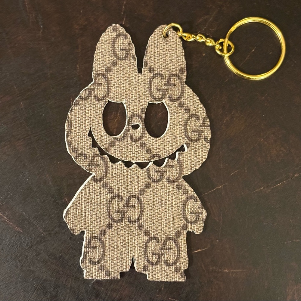 Labubu Keychain & Card Holder Made From Upcycled Gucci Bags With COA - Picture 3 of 13